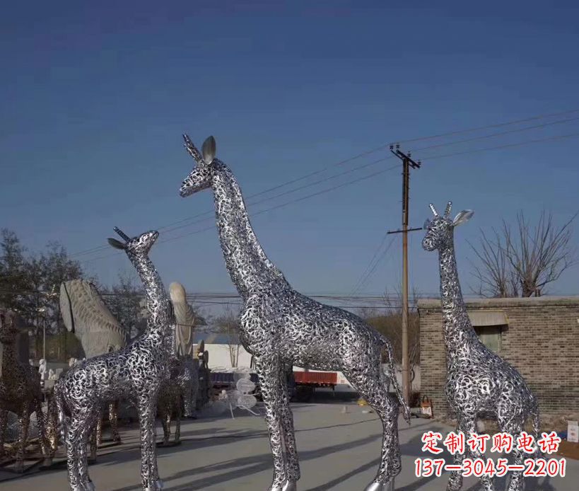 金华不锈钢镂空雕塑长颈鹿