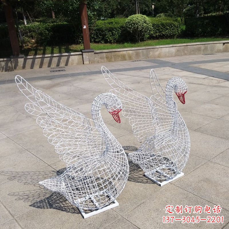 金华不锈钢网格展翅天鹅雕塑
