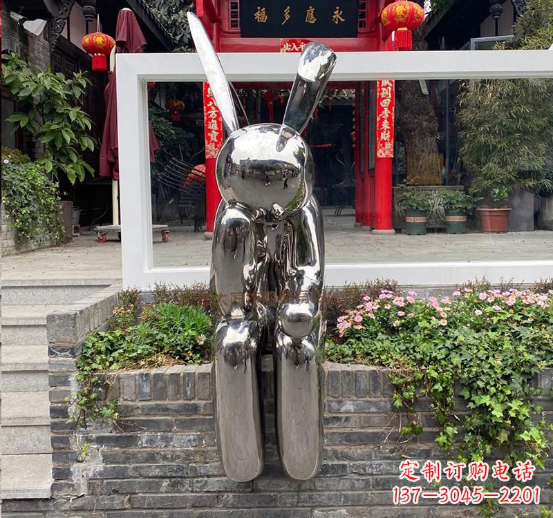 金华不锈钢兔子雕塑精美的艺术作品