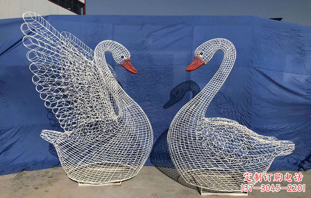 金华不锈钢网格天鹅雕塑公园园林的精美装饰
