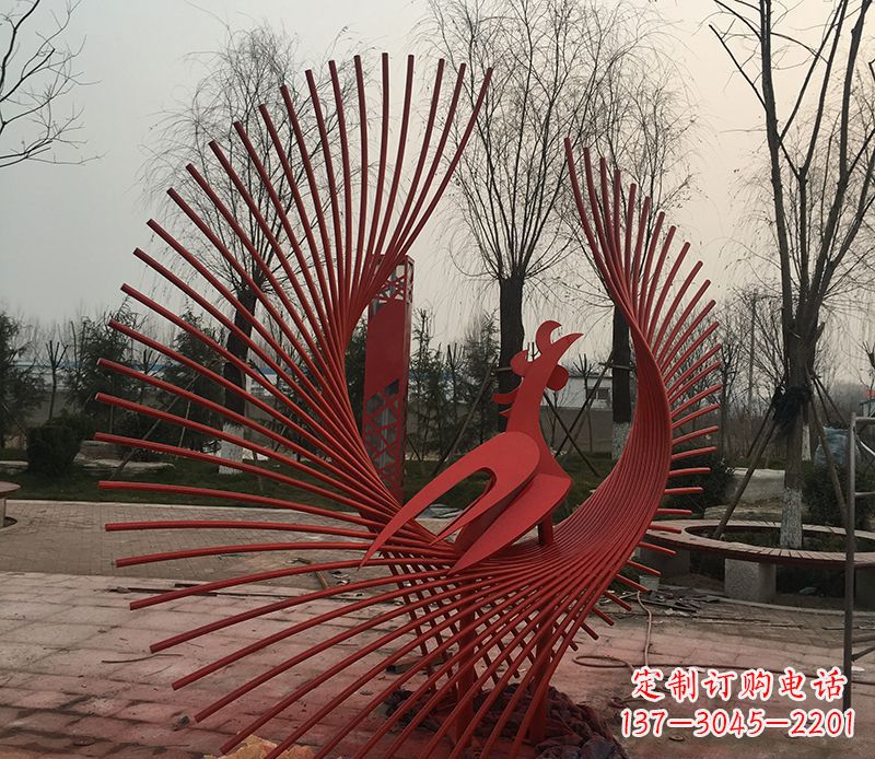 金华不锈钢网状凤凰雕塑精美的艺术之作