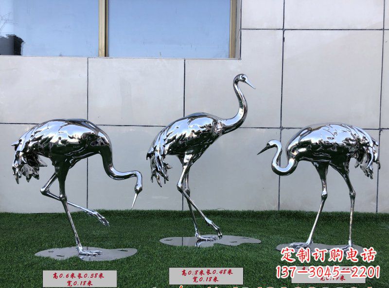 金华不锈钢仙鹤雕塑传承中国古典美感
