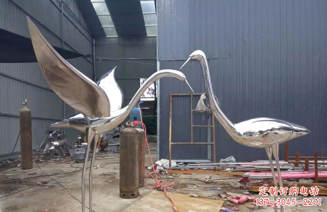 金华不锈钢仙鹤雕塑传承中国文化
