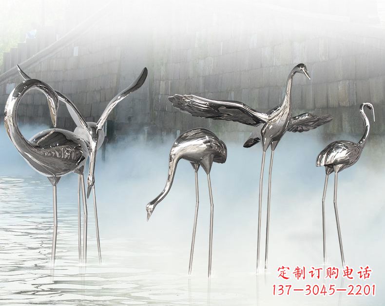 金华不锈钢仙鹤飞鸟雕塑传承传统文化