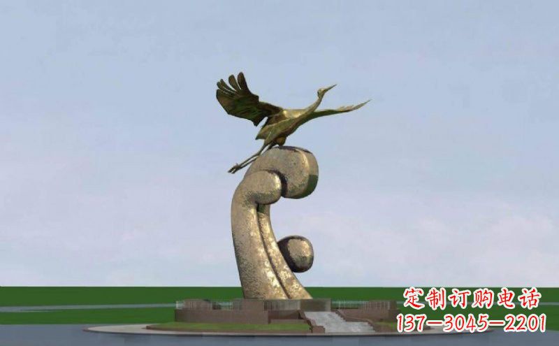 金华不锈钢仙鹤雕塑象征着美丽和宁静