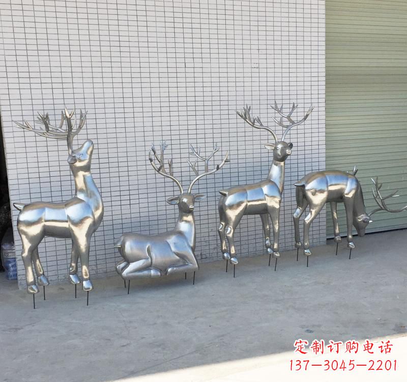金华不锈钢现代动物梅花鹿雕塑