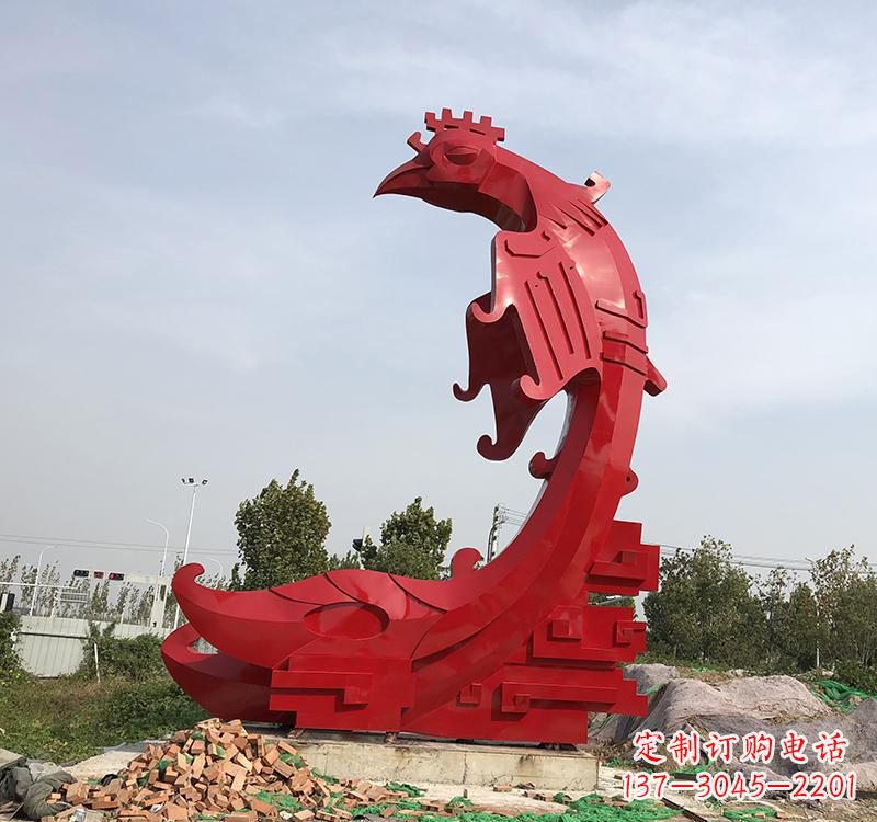 金华凤凰展翅飞翔——不锈钢现代广场的雕塑之美