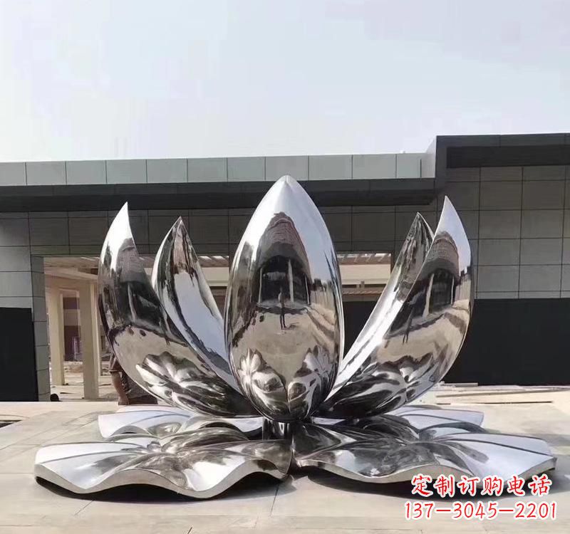 金华不锈钢现代镜面荷花雕塑