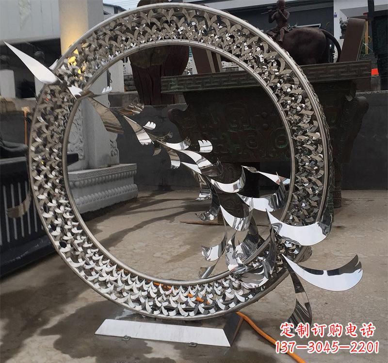 金华不锈钢现代圆环雕塑——铸就艺术精粹
