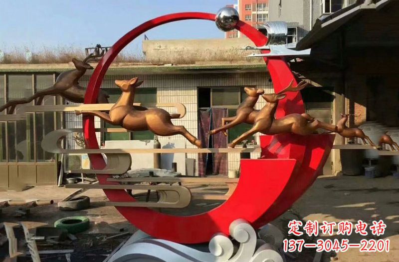 金华不锈钢制作的梅花鹿雕塑