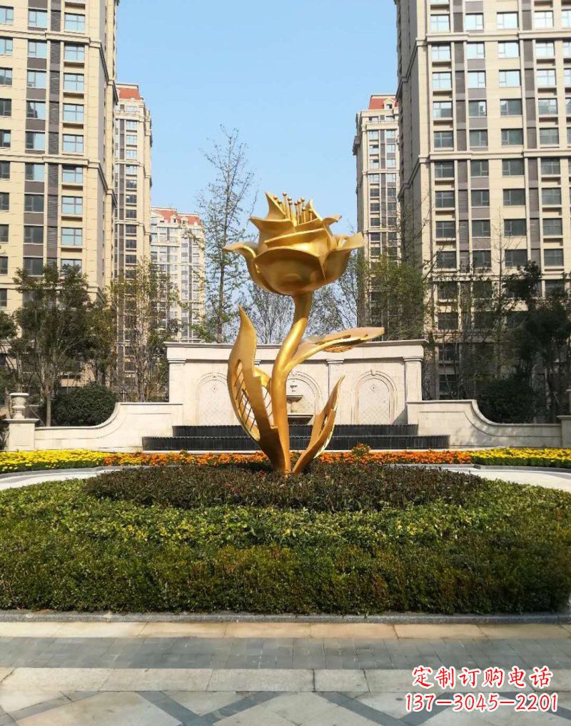 金华不锈钢小区玫瑰花雕塑