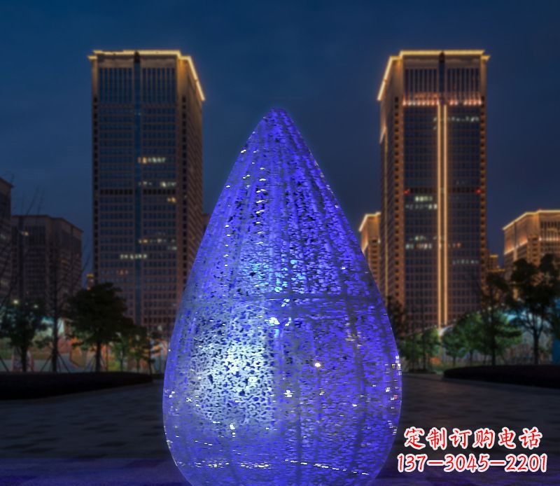 金华不锈钢小区照明美轮美奂的水滴雕塑