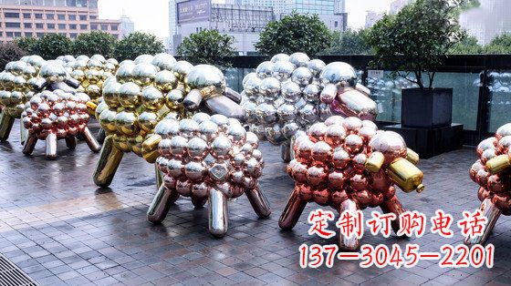 金华不锈钢小羊肖恩抽象动物雕塑
