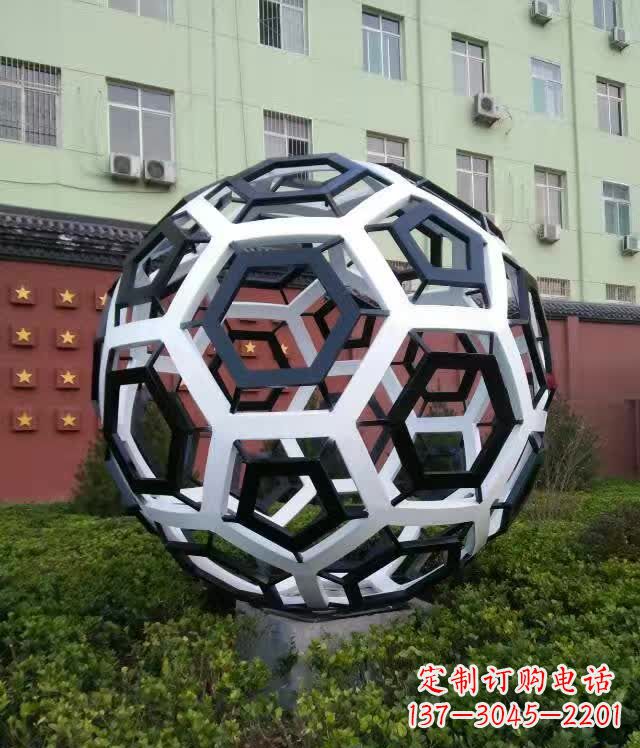 金华不锈钢足球雕塑缔造校园新风貌