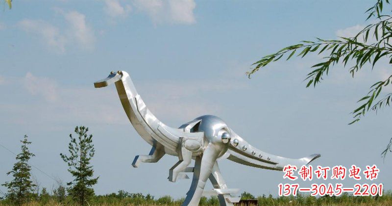 金华不锈钢鸭嘴龙雕塑传递自然之美