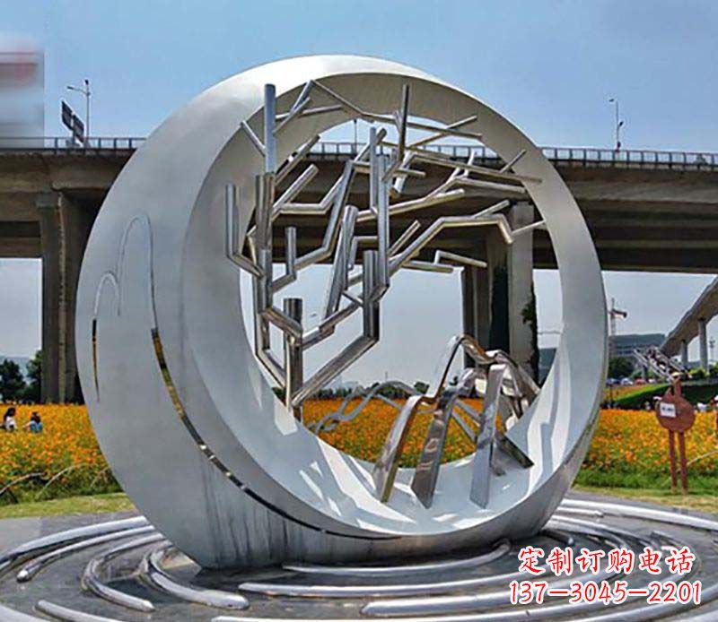 金华不锈钢异形圆环雕塑精致而优雅