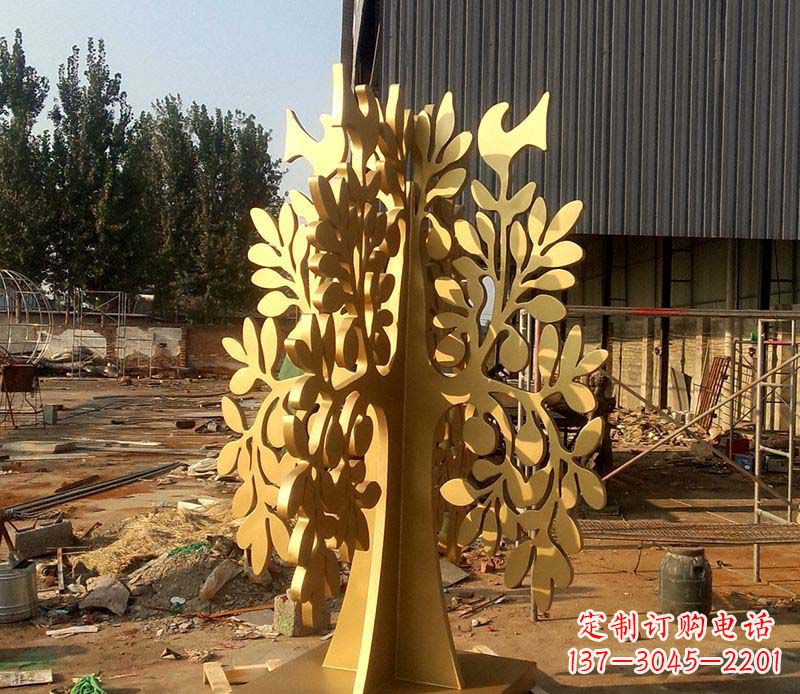 金华不锈钢树叶雕塑艺术的精美表现