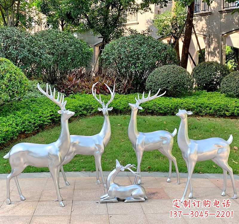 金华不锈钢园林小鹿雕塑美丽的艺术点缀