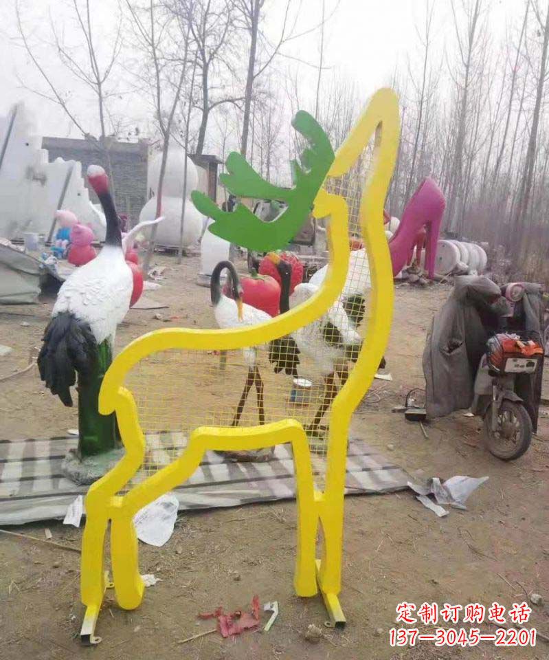 金华不锈钢园林造型景观小鹿雕塑