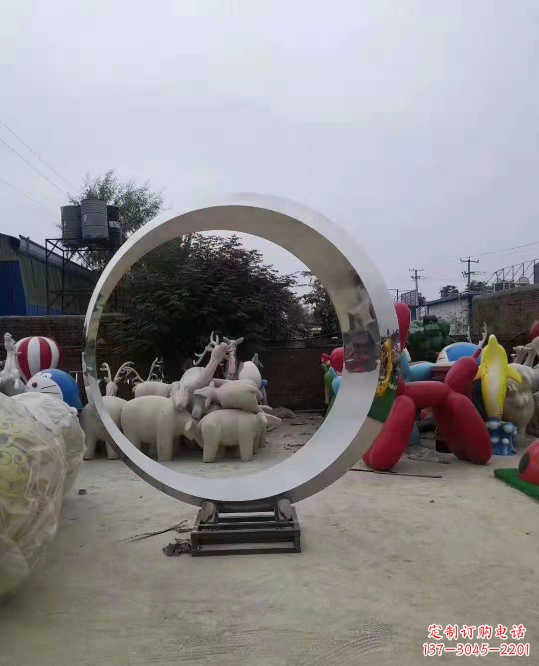 金华不锈钢圆环雕塑,点缀环境美景
