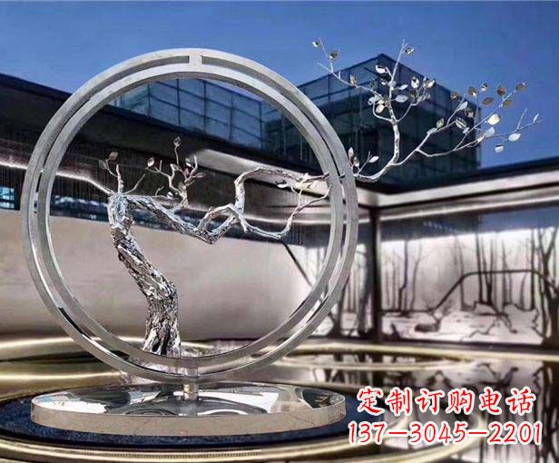 金华不锈钢圆环景观雕塑1