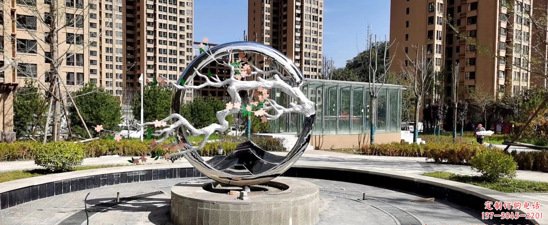 金华不锈钢圆环景观雕塑222