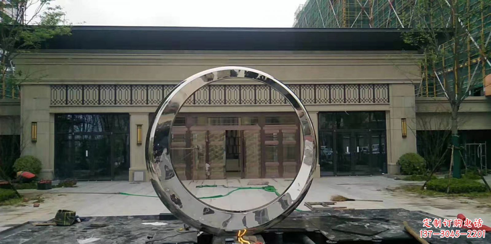 金华不锈钢圆环喷泉雕塑广场景观雕塑户外摆件