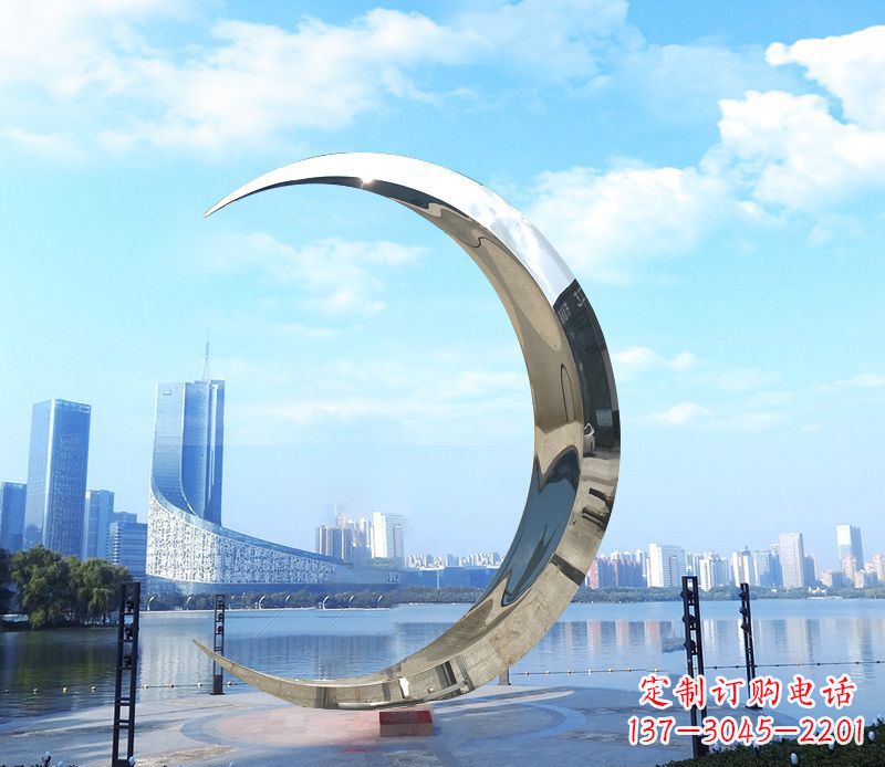 金华不锈钢月亮雕塑象征着美丽的月亮
