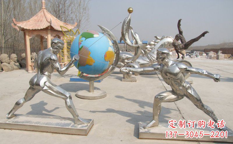金华勇敢者的身影——不锈钢运动员击剑雕塑