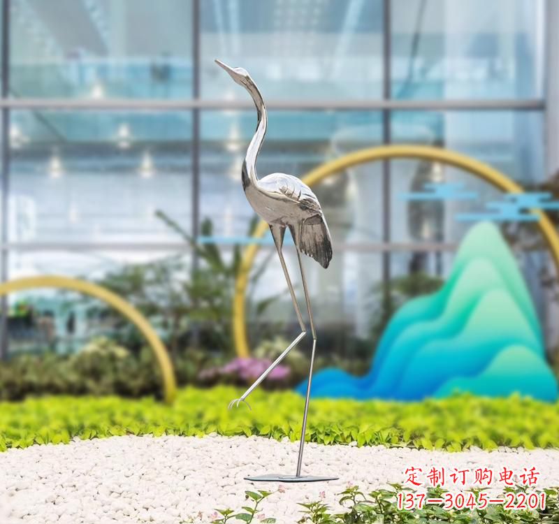金华不锈钢展翅仙鹤雕塑