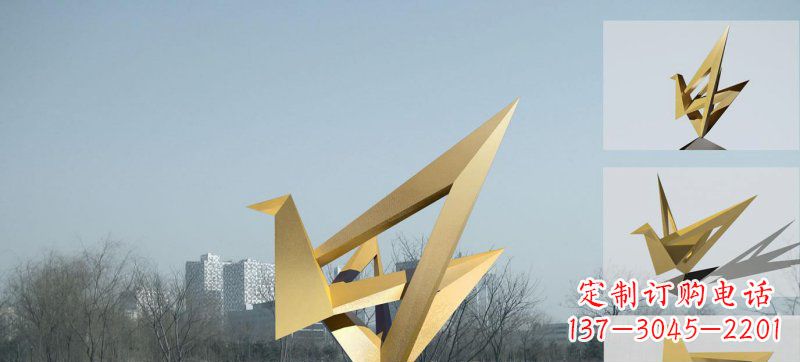 金华不锈钢仙鹤雕塑灵动的艺术符号