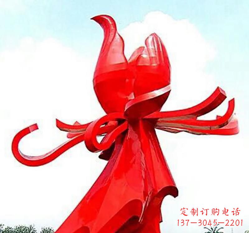 金华不锈钢玫瑰雕塑,传递爱与和平