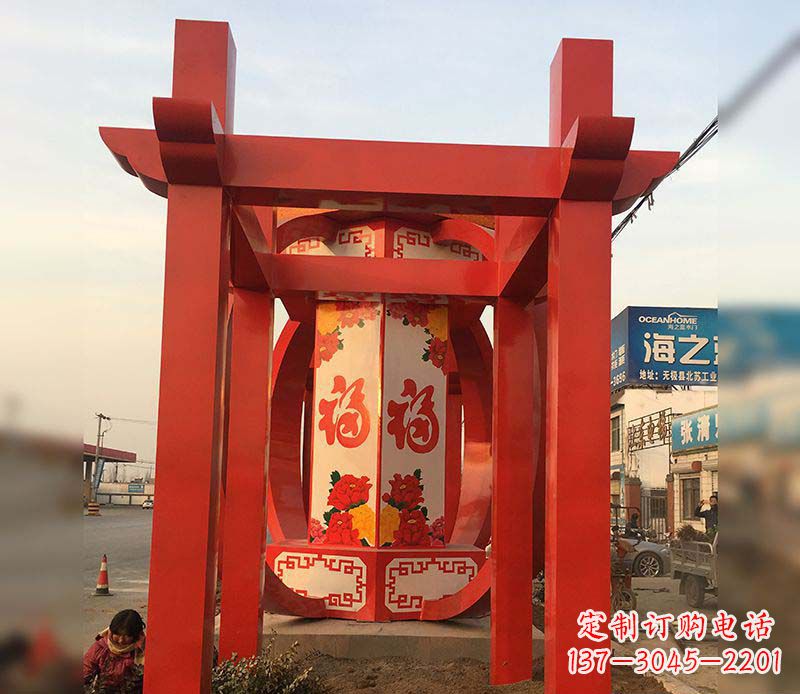 金华不锈钢灯笼雕塑——点亮中国梦