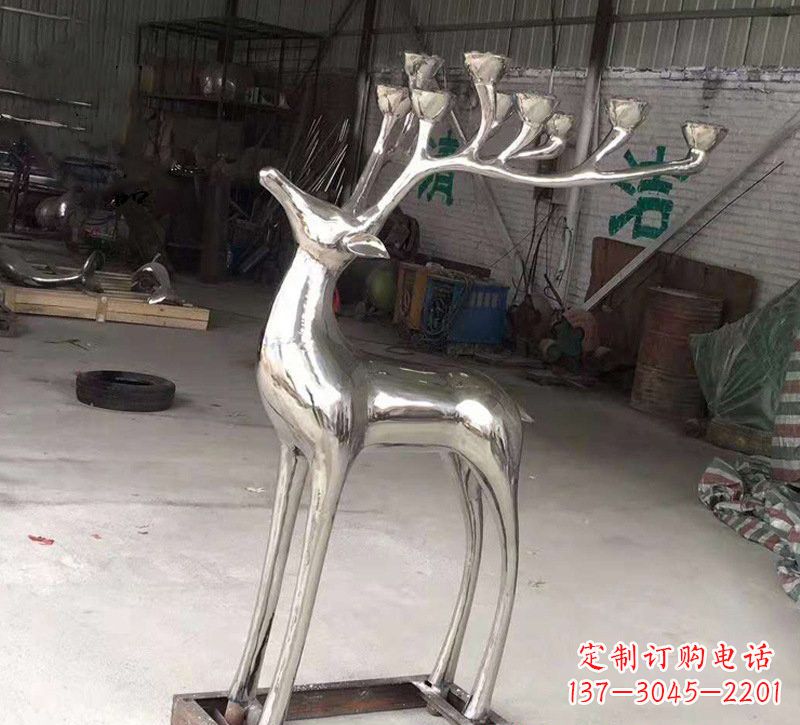 金华精美梅花鹿雕塑——点亮不锈钢烛台