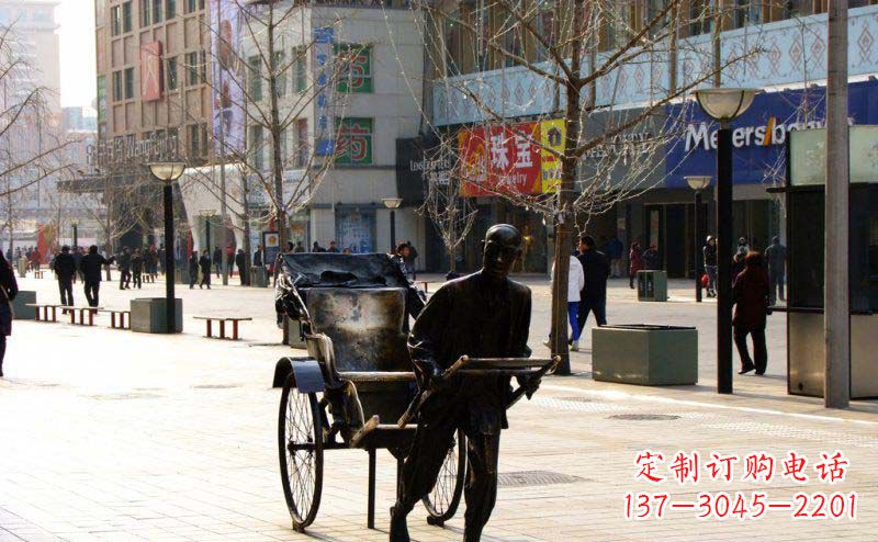 金华黄包车雕塑弘扬步行街人物景观