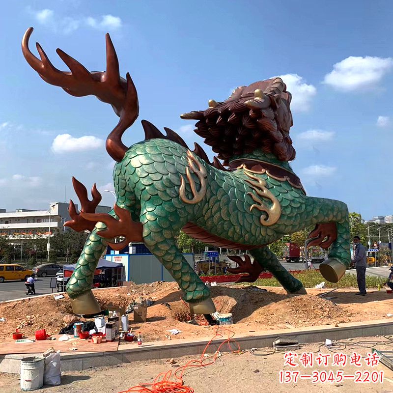金华彩绘着色麒麟铜雕城市广场神兽动物雕塑