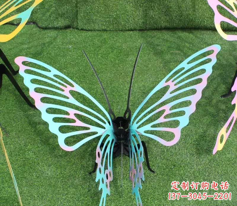 金华彩色不锈钢镂空蝴蝶雕塑精美又充满生机