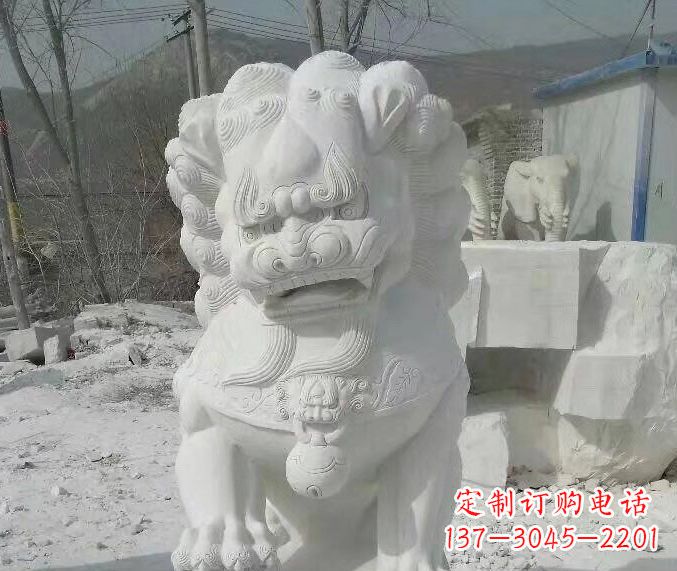 金华狮子雕塑踩绣球石狮子寺庙的独特景观