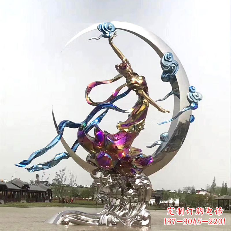金华中国古代神话传说中的嫦娥奔月不锈钢雕塑景观