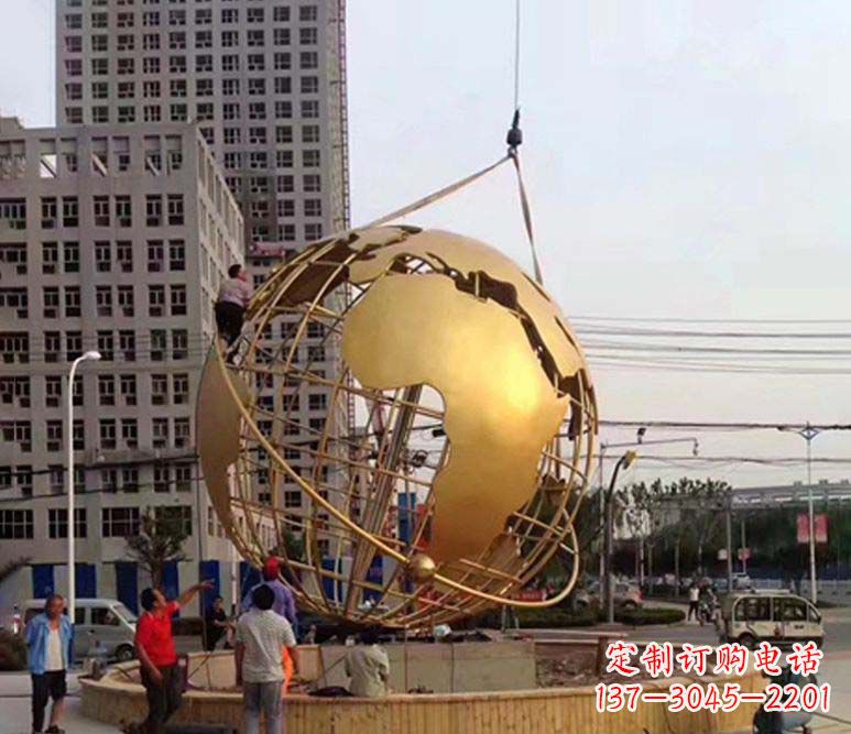 金华城市之美不锈钢镂空地球仪雕塑