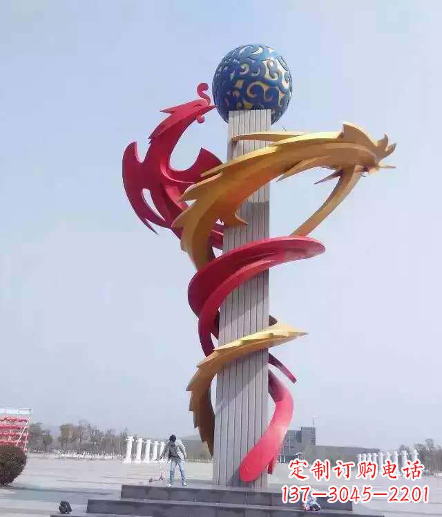 金华青铜龙柱景观雕塑城市的精神象征