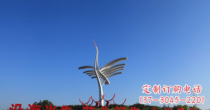 金华城市抽象不锈钢仙鹤雕塑