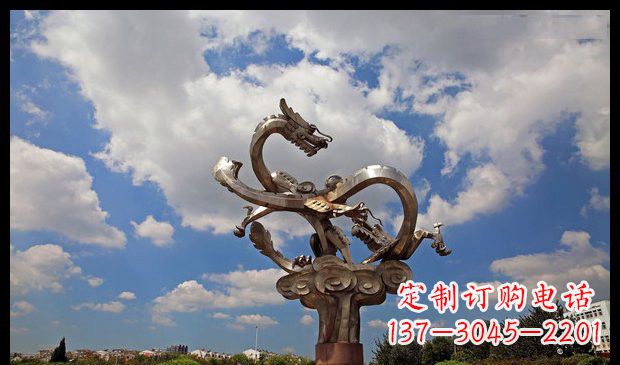 金华城市抽象双龙雕塑