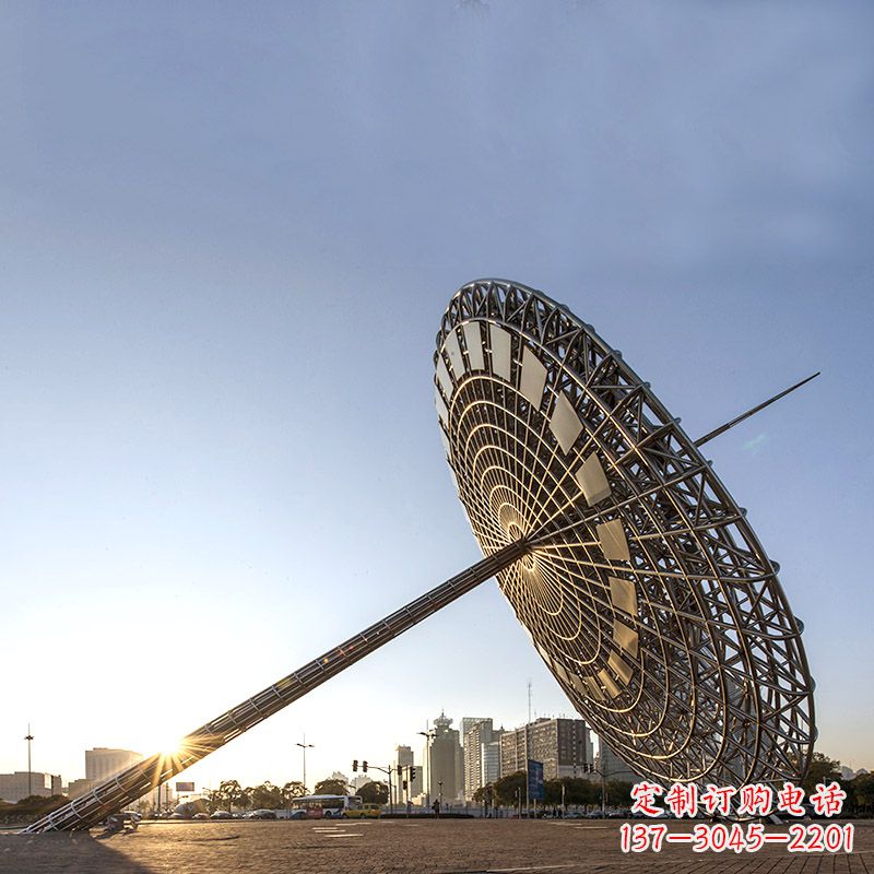 金华引领城市风采的大型不锈钢创意日晷雕塑