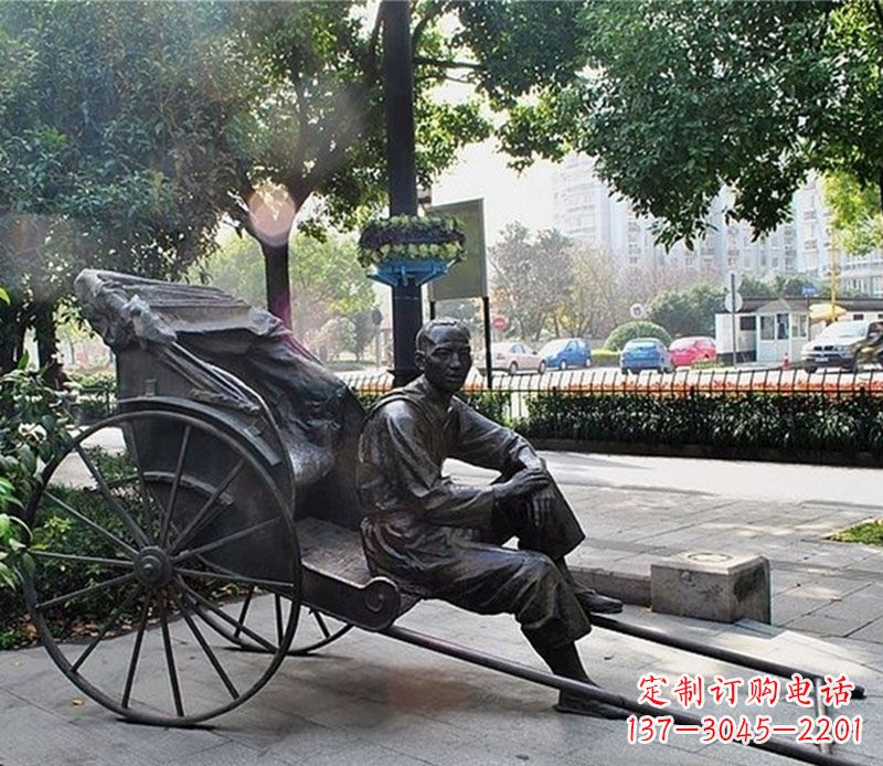 金华城市接头黄包车夫铜雕——记录城市历史的缩影