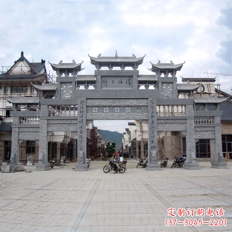 金华五门石雕牌坊传承中国古典雕塑文化