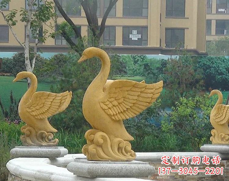 金华池塘水景喷泉天鹅雕塑-公园园林景区装饰动物雕塑