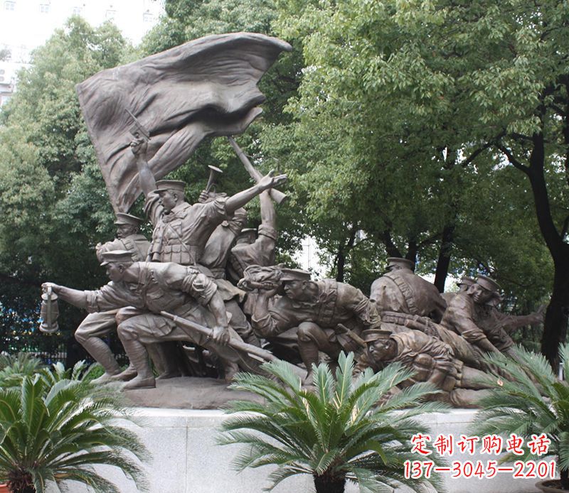 金华冲锋人物革命战士铜雕