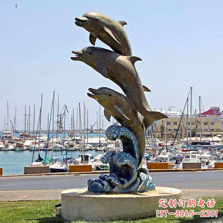 金华海豚铜雕塑传承海洋文化