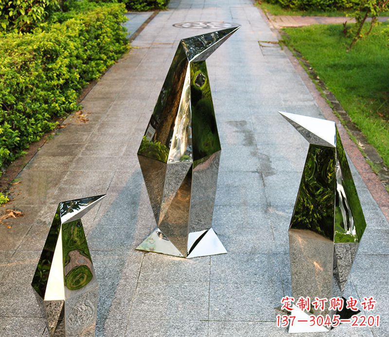 金华精致的抽象不锈钢企鹅雕塑